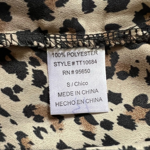 Toska leopard cheetah animal print satin-like Racerback tank blouse. Size S - Picture 5 of 5